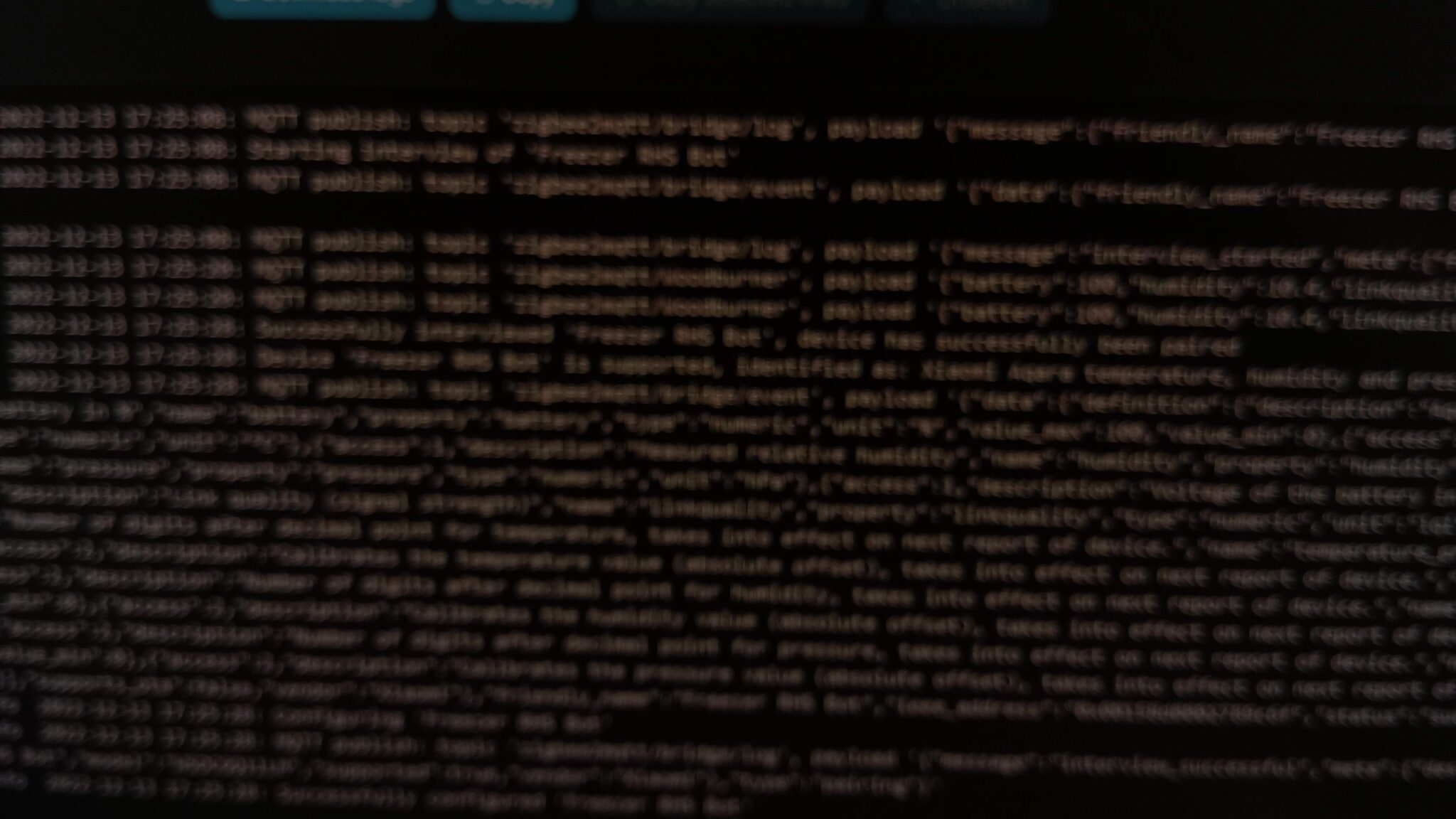 This is what Zigbee2Mqtt looks like when a device is registering to its network, only slightly less fuzzy.