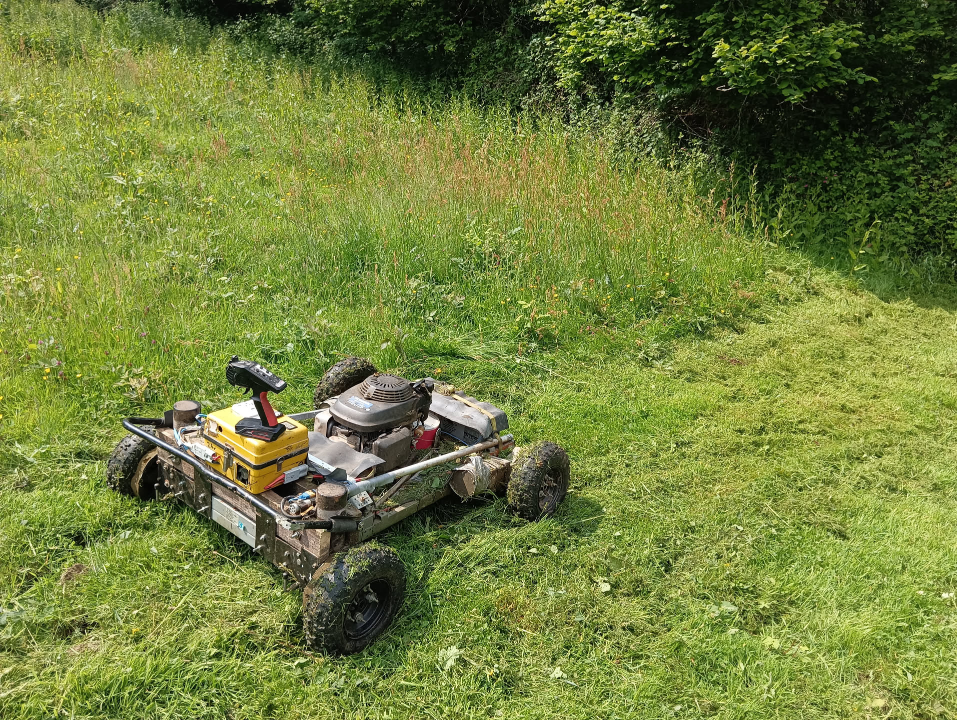 Working the fields. Note remote control
