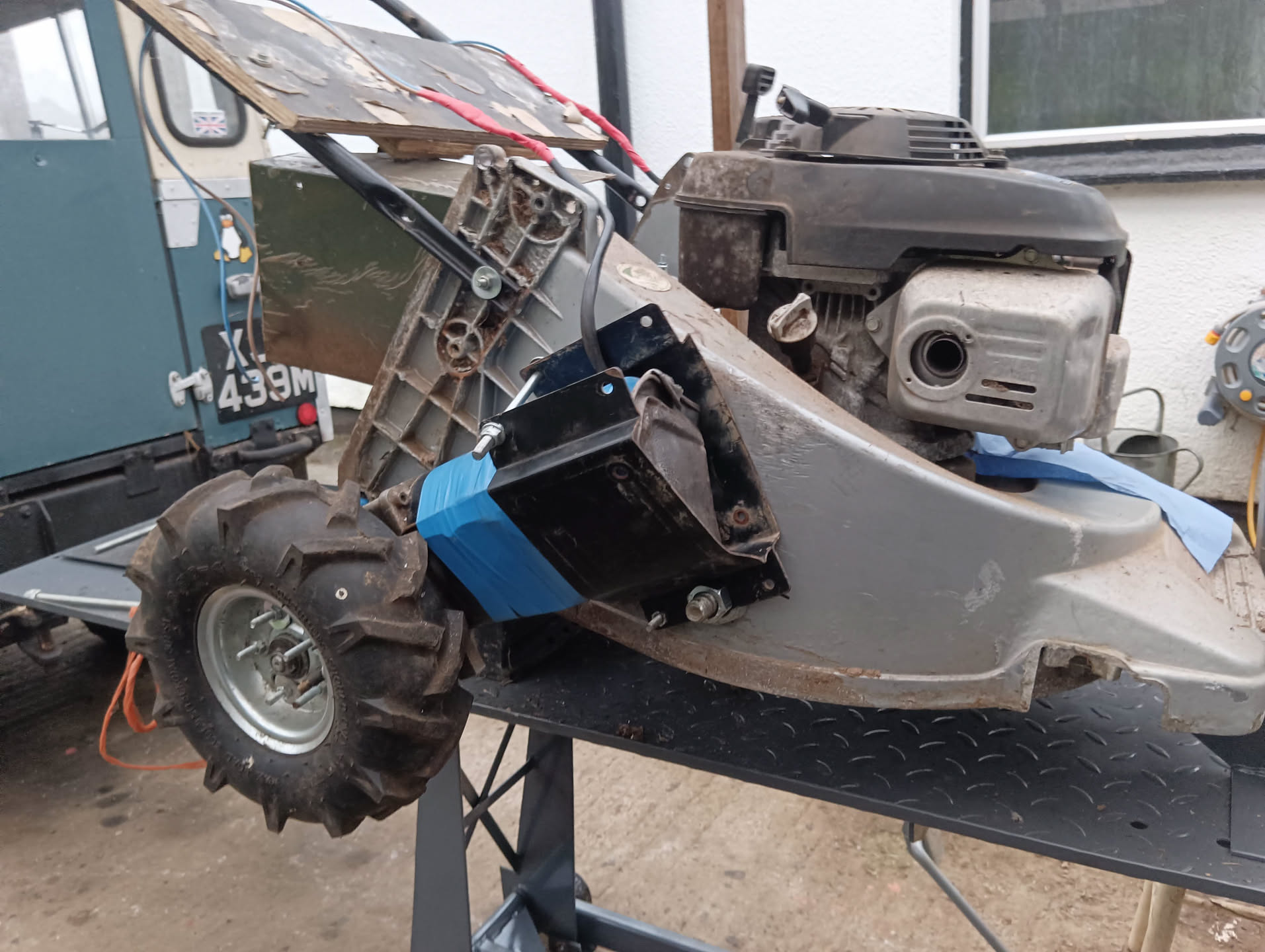 Mounting the wheelchair motors to the original deck was a challenge