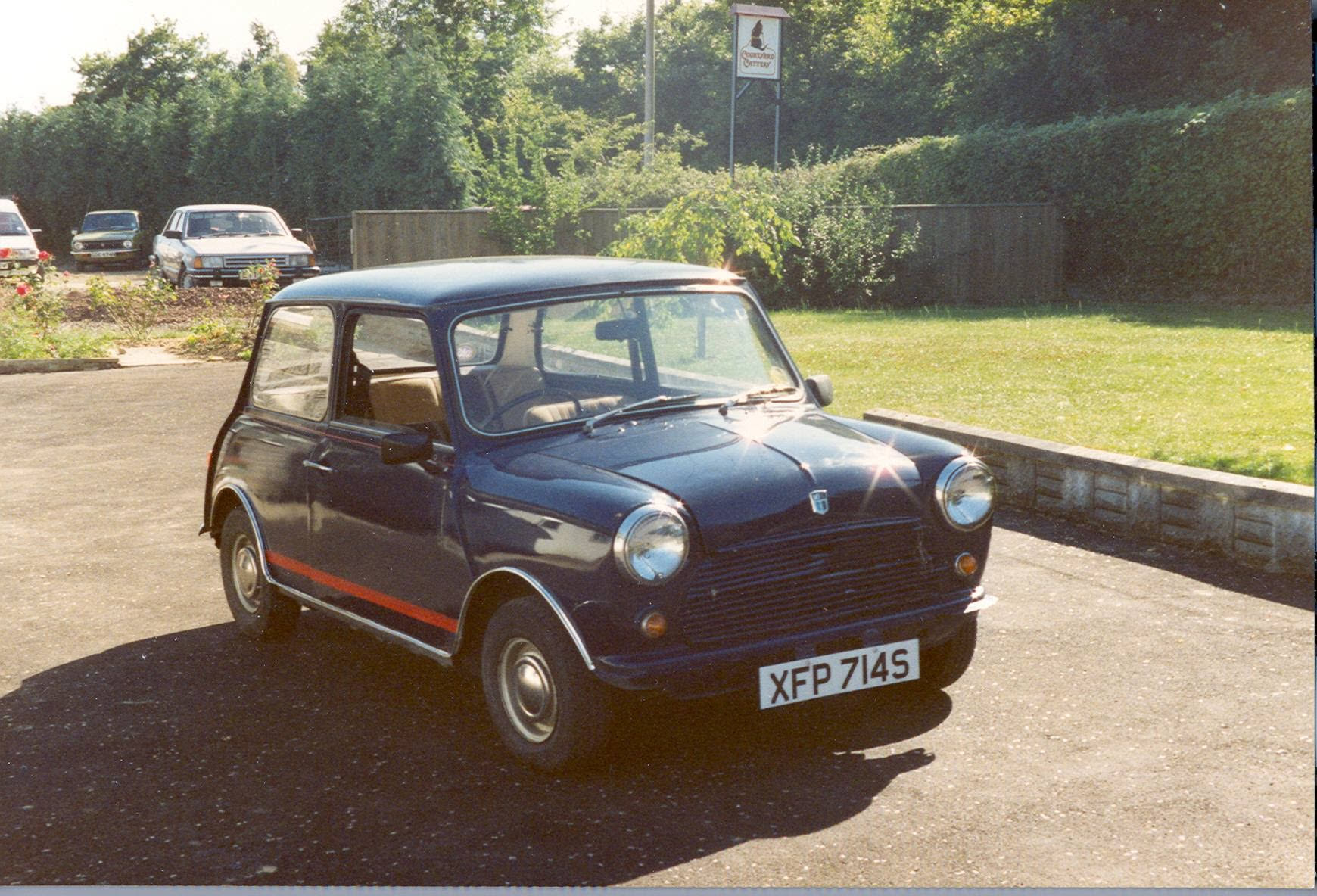 Mini. Bought for £50 in Plymouth. Started to restore it, but found it was totally rotten with newspaper stuffed into the roof corners as a base for filler. Was towed to a scrap yard
